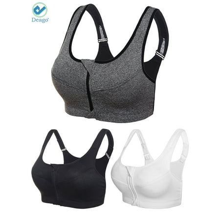 

Deago 3Pack Women s Seamless Comfortable Sports Bra with Removable Pads Zipper Workout Fitness Bra
