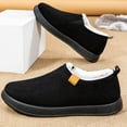 thumbnail image 4 of Snow Boots for Men Casual Suede Round Toe Furry Lined Slip on Booties Low Top Soft Sole Lightweight Warm Winter Walking Shoes Black Size 10, 4 of 7