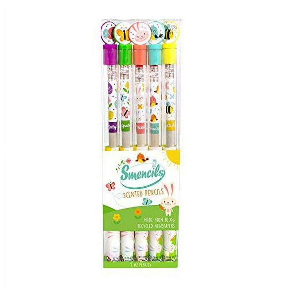 Smencils de Printemps - HB 2 Crayons Parfumés, 5 Chiffres, Cadeaux pour les Enfants, Fournitures Scolaires, Récompenses en Classe par Scentco