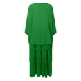 thumbnail image 4 of Women's 3/4 Sleeve Round Neck Layered Summer Large Size Maxi Dresses Sleeve Button Down Abaya Casual Dress Dubai Outfits Scarf Women Fashion Dresses for Girls Chiffon Hijab Chiffon Hijabs for Women, 4 of 4