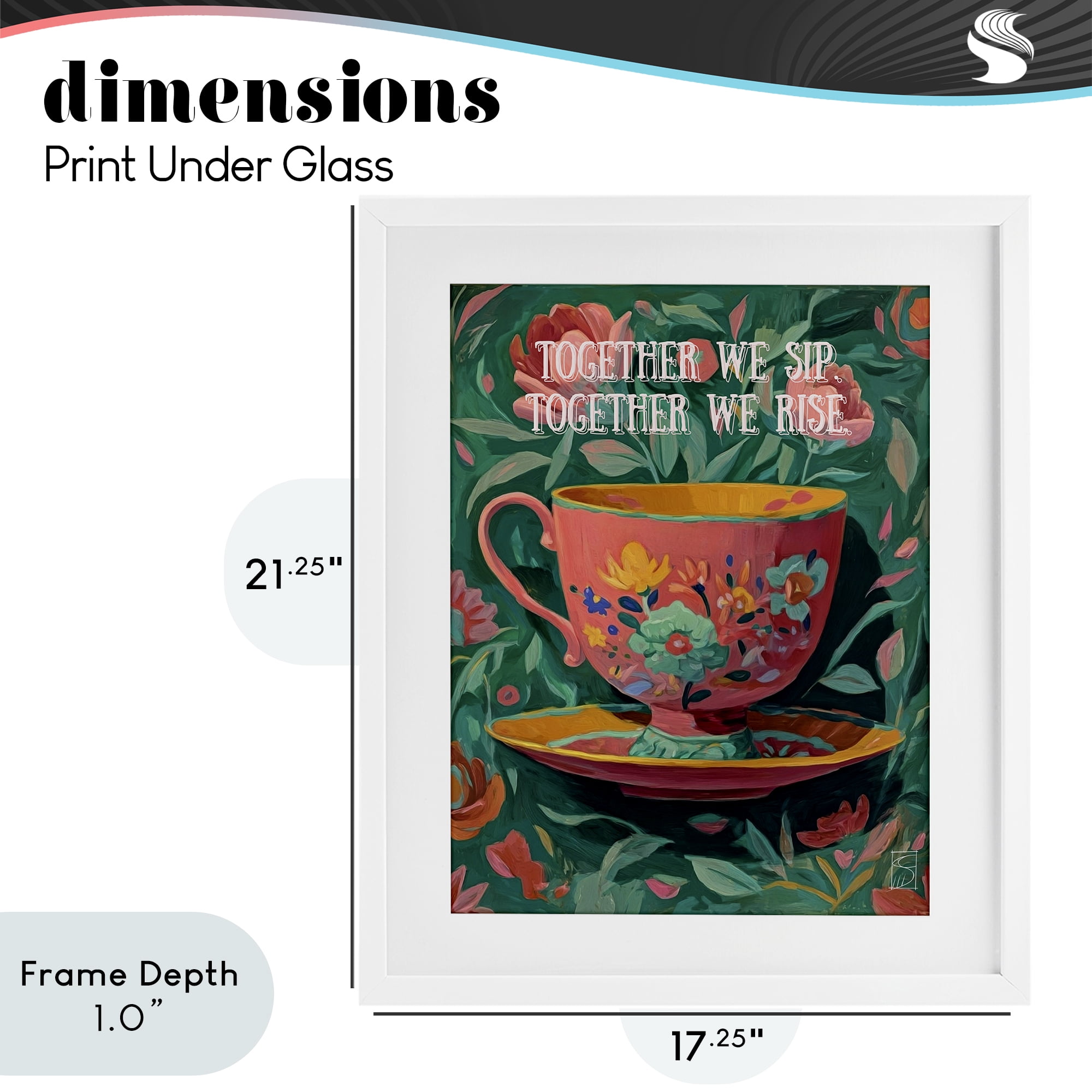 Stupell Industries Together We Sip & Rise White Framed Print Under Glass, design by Sara Culpepper