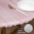 thumbnail image 3 of Pink Round Tablecloth, Fitted Table Cover with Elastic for 55"-60" Round Tables, Modern Abstract Art Ombre Striped Table Cloth Outdoor Indoor Dinning Party Waterproof Tablecloths, 3 of 7