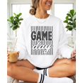 thumbnail image 3 of Game Day Sweatshirt for Women Striped Distressed Football Crewneck, Black on White Sweatshirt, L, 3 of 8