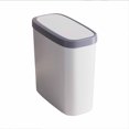 thumbnail image 1 of WRKEKC ‌Corner Push-type Trash Can for Household Use‌ - Suitable for Kitchen & Bathroom, Made of Plastic, Strong & Reliable, Odor-sealed Design, Space-saving Narrow Design, Available in Gray Color, 1 of 6