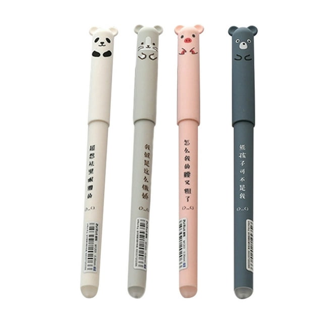 4pcs Black Ink Cartoon Gel Pen 0.35mm Gel Pen School Office Stationery Supplies Pattern Random