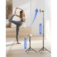 thumbnail image 2 of 62’’ Cell Phone Tripod Stand, Adjustable Floor Cellphone Tri Pod Holder with Remote for iPhone and Android, Portable Compact Smartphone Selfie Stick for Video Recording Camera Ring Light Filming, 2 of 3