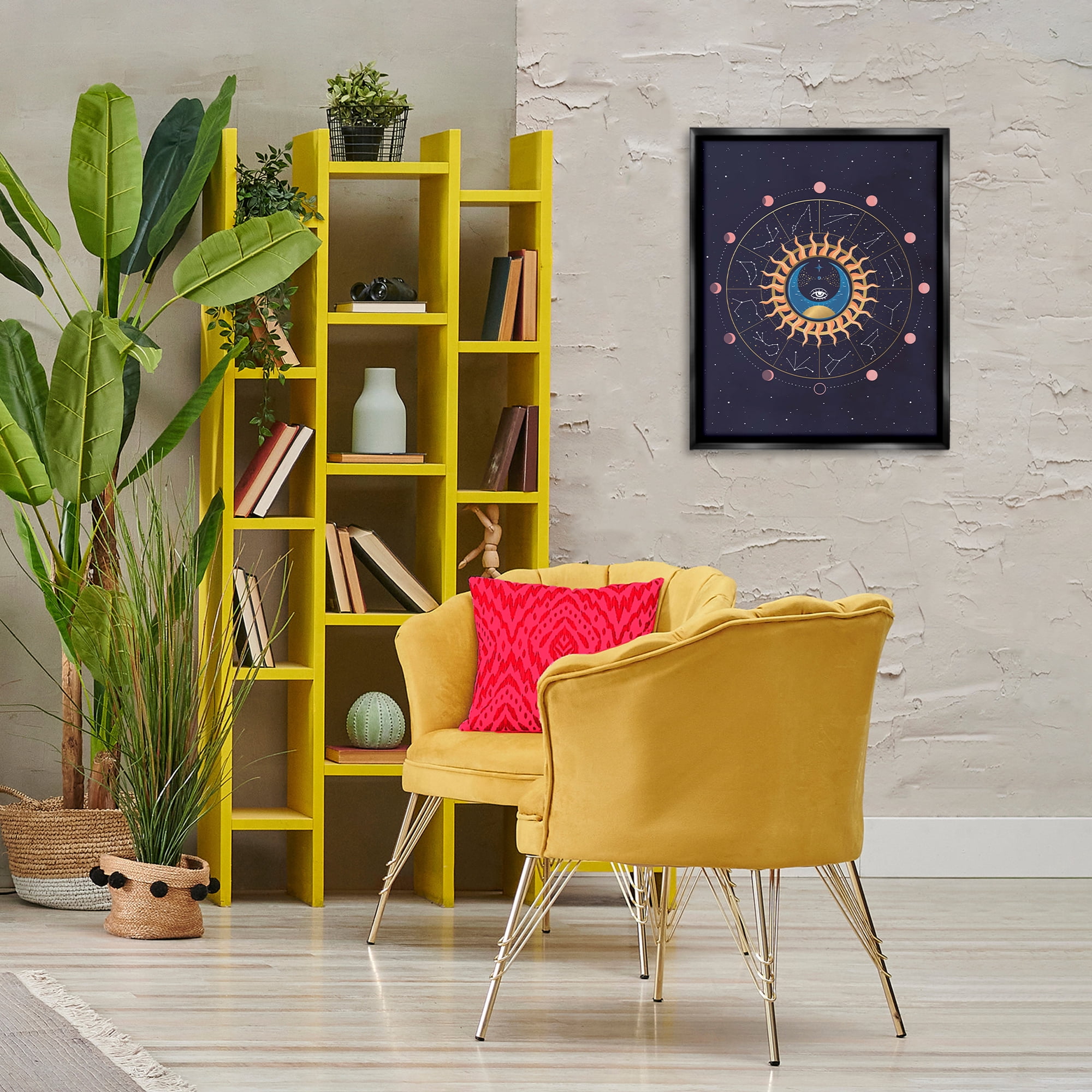 Stupell Industries Astrology Zodiac Constellations Astrology & Stars Painting Black Floater Framed Canvas Art Print Wall Art, 17 x 21
