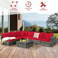 thumbnail image 5 of Costway 7PCS Patio Rattan Furniture Set Sectional Sofa Garden Red Cushion, 5 of 11