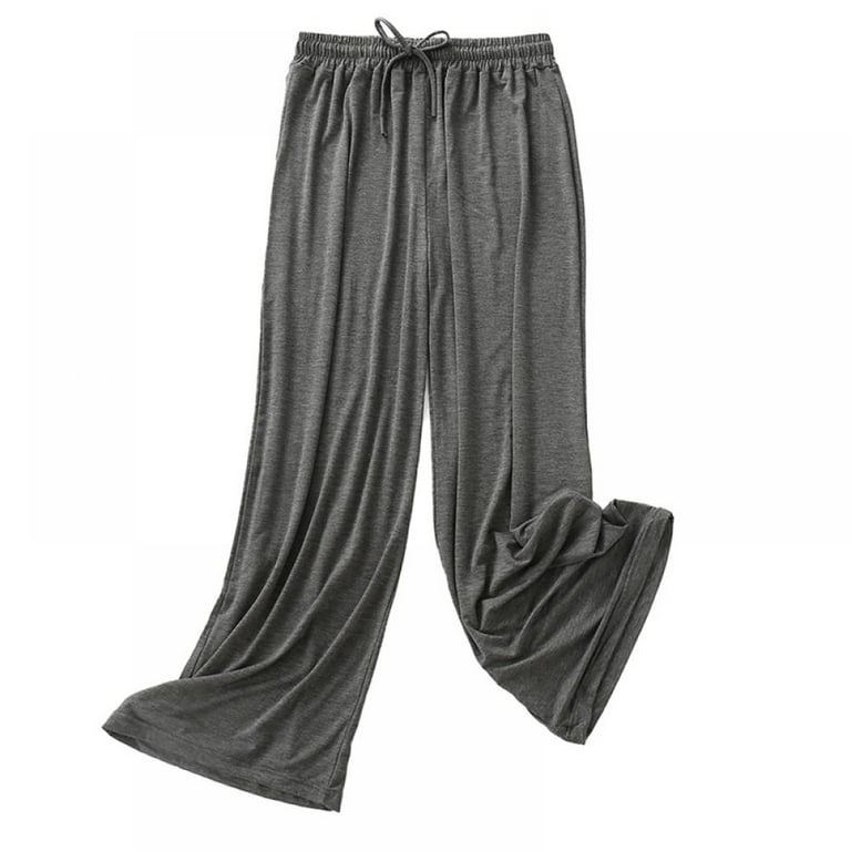 WBQ Women's Soft Cotton Lounge Pajama Pants, Solid Lounge Drawstring Wide  Leg Yoga Pants Gray XL