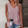 thumbnail image 2 of Womens Ruffle Tank Tops V Neck Sleeveless Shirts Solid Color Curved Cross Hem Vest, 2XL, 2 of 4