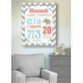 thumbnail image 3 of Personalized Canvas Birth Announcement Nursery Decor Gift, Elephant Design, Custom Name, Date, Weight & Length, Unique Boys & Girls Baby Shower Wall Art Presents, Color Gray # 1, Size - 24X30, 3 of 5