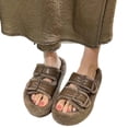 thumbnail image 5 of Slide Slippers Women Fluffy Fuzzy Flatform Open Toe Fall Indoor Daily Shoes Khaki 7, 5 of 5