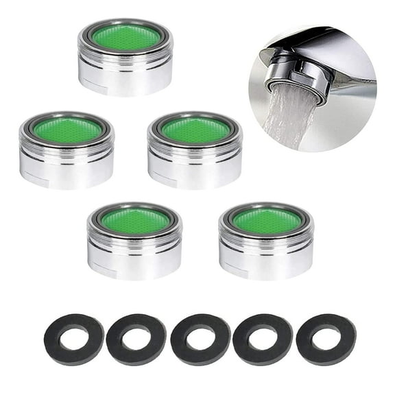 Universal Water-Saving Faucet Diffusers with Gaskets 5-Pack Kitchen & Bathroom Faucet Aerator Set