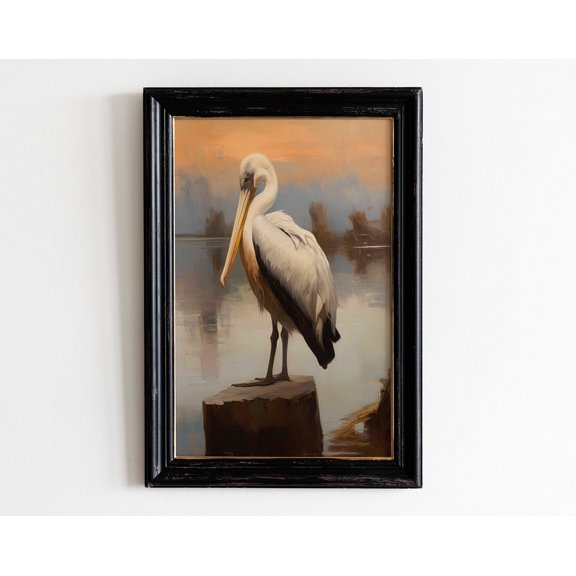 Pelican Vintage Wall Art Print, Bird Wall Art, Farmhouse Wall Art, Cottagecore Art, Rustic Wall Art Wall Art, Modern Wall Decor, 8x12 UNFRAMED