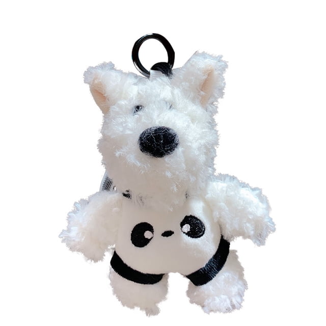 Llavero con diseño de dibujos animados de perro de peluche del West Highland Terrier