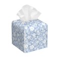 thumbnail image 1 of Balery Gray White Floral Porta Pañuelos de Cuero con Estampado – Funda Moderna Cuadrada para Caja de Pañuelos, Dispensador 5x5x5'', 1 of 7
