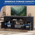 thumbnail image 4 of Dextrus Country-style Media Console, TV Cabinet with Built-in Power Socket for Screens up to 80'', Television Stand with Adjustable Divider & Drawer Storage, Black, 4 of 9