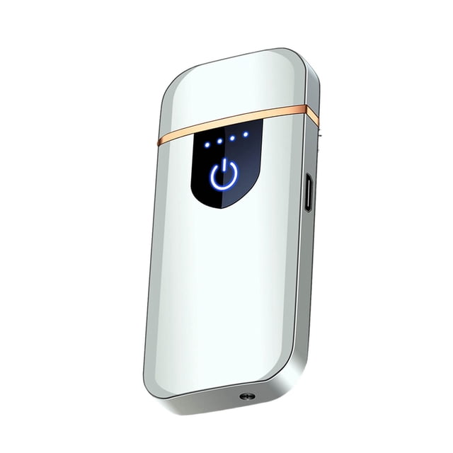 Silver Compact Usb Rechargeable Electric Lighter Flameless Arc Plasma Design Windproof And Safe For Indoor Outdoor And Camping Use