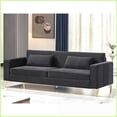 thumbnail image 2 of 85.8” 3-Seater Velvet Living Room Sofa – Classic Modern Style, Plush Comfort, Easy to Maintain | Black | Velvet | Square Arms, 2 of 17