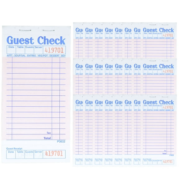 Guest Checks Server Note Pads 24 Pack 1200 Orders, Pink Guest Check Pads with Bottom Receipt, Waitress Notepad for Restaurant Business