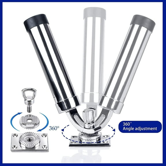 All Angle Deck-Mount Adjustable Fishing Rod Holder - 360° Rotating Marine Quality
