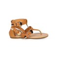 thumbnail image 2 of New Women Glaze Katy-4 Nubuck Criss Cross Ankle Buckle Gladiator Thong Sandal, 2 of 5