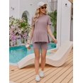 thumbnail image 3 of Ekouaer Maternity Sets 2 Piece Outfits Ribbed Knit Short Sleeve Shirts and Biker Shorts Pregnancy Loungewear Mama Clothes, 3 of 6