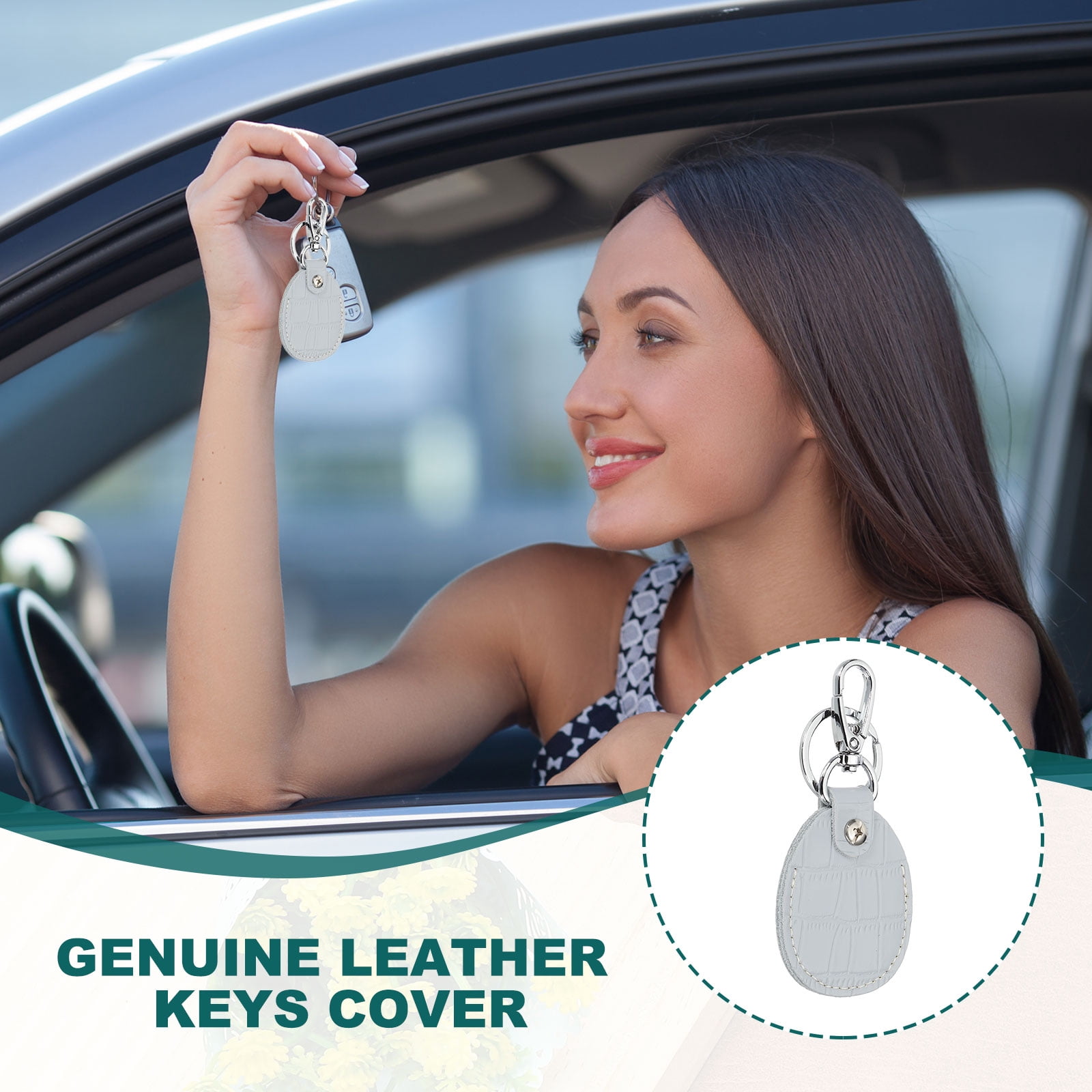 Uxcell Leather Key Fob, 3 Pcs Genuine Leather Key Cover RFID Key