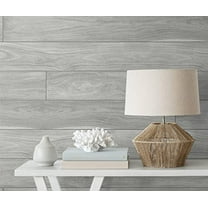 NextWall Faux Teak Plank Peel and Stick Wallpaper (Gray)