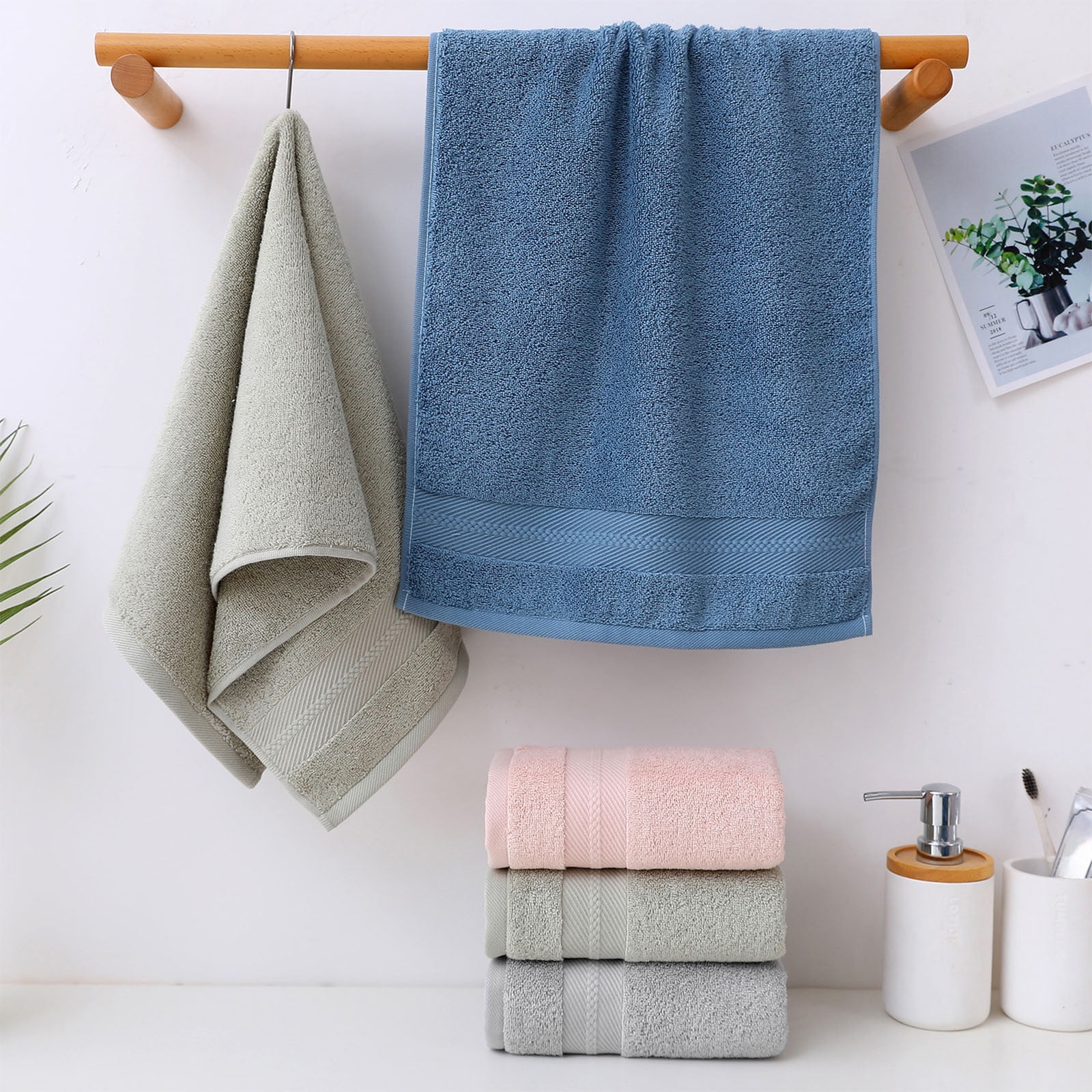 5 Pcs Bath Towels Set Soft 100% Turkish Cotton For Bathroom Thick Soft Absorbent Towel Set Of 5 Household Wash Face Gift Towel (Multicolor, 27.9x13.77in)