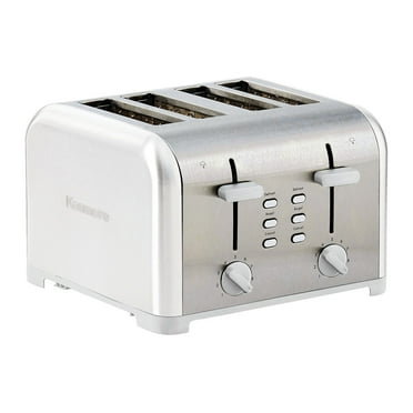 Kenmore 4-Slice White Stainless Steel Toaster, Dual Controls, Wide Slot