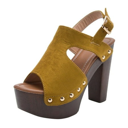 

LIANGP Women s Sandals Fashion Yellow Gladiators Heels Black Leather Heel Boot Top Trending Chunky Wedge Heel Sandals Women s Shoes Yellow Size 6.5