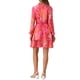 thumbnail image 3 of Vestido Mini Casual de Chifón con Cuello Fruncido y Volantes para Mujeres Chic Floral de Manga Larga Color Rosa Fucsia XL, 3 of 6