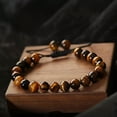 thumbnail image 4 of K-KED 8MM Natural Tiger Eye Stone Braided Beaded Bracelet Men Party Fashion Jewelry, 4 of 4