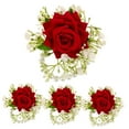 thumbnail image 5 of PTOOTP 4Pcs Adjustable Red Wrist Corsage Bracelet with Artificial Flowers and Leaves for Wedding, 5 of 8