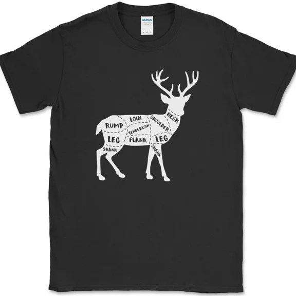 Deer Meat Cuts Butcher Funny BBQ Hunting Venison Humor Gift Unisex T Shirt up to 5XL