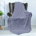 thumbnail image 4 of Navy Blue Soft Flannel Fleece Blanket, Cool Pattern with Geometrical Triangle Shapes in Striped Designed Image, Cozy Plush for Indoor and Outdoor Use, 50" x 70", Dark Blue and White, by Ambesonne, 4 of 5