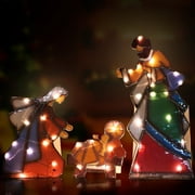Holy Family Lighted Indoor/Outdoor Mosaic Nativity Christmas Scene 3 Piece Set, Baby Jesus, Mary and Joseph