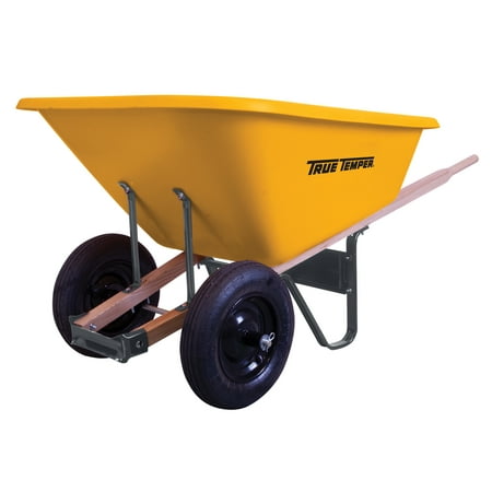 True Temper RP810 8 Cubic Foot Poly Wheelbarrow With Dual Wheels