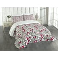 thumbnail image 3 of Ambesonne Love Quilted Bedspread Set 3 Pcs, Graffiti Words Romantic, Queen Size, Magenta Ivory Pale Green, 3 of 5