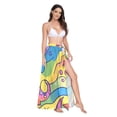 thumbnail image 2 of FORMRS Womens Long Sarong Beach Wrap Semi-Sheer Bikini Skirt Bathing Swimsuit Cover Up, Vibrant Dinosaur, 2 of 7