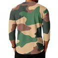 thumbnail image 4 of Men's Camouflage Print Raglan Sleeve Three-Quarter Sleeve Top, Round Neck Casual Shirt for Military and Outdoor Style,Brown,L, 4 of 4