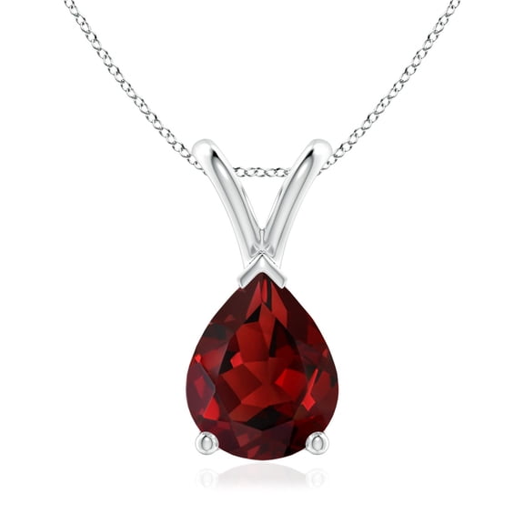 ANGARA Natural V-Bale Pear-Shaped 1.8 ct Garnet Solitaire Pendant in Platinum for Women (Size-9x7mm) | January Birthstone, Birthday, Anniversary, Jewelry Gift for Women | Natural Garnet Necklace