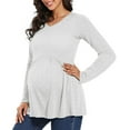 thumbnail image 3 of WellSize Women Maternity blouses Casual Fall Tunic Tops V Neck Long Sleeve Shirts Winter Pregnancy Clothes, 3 of 7