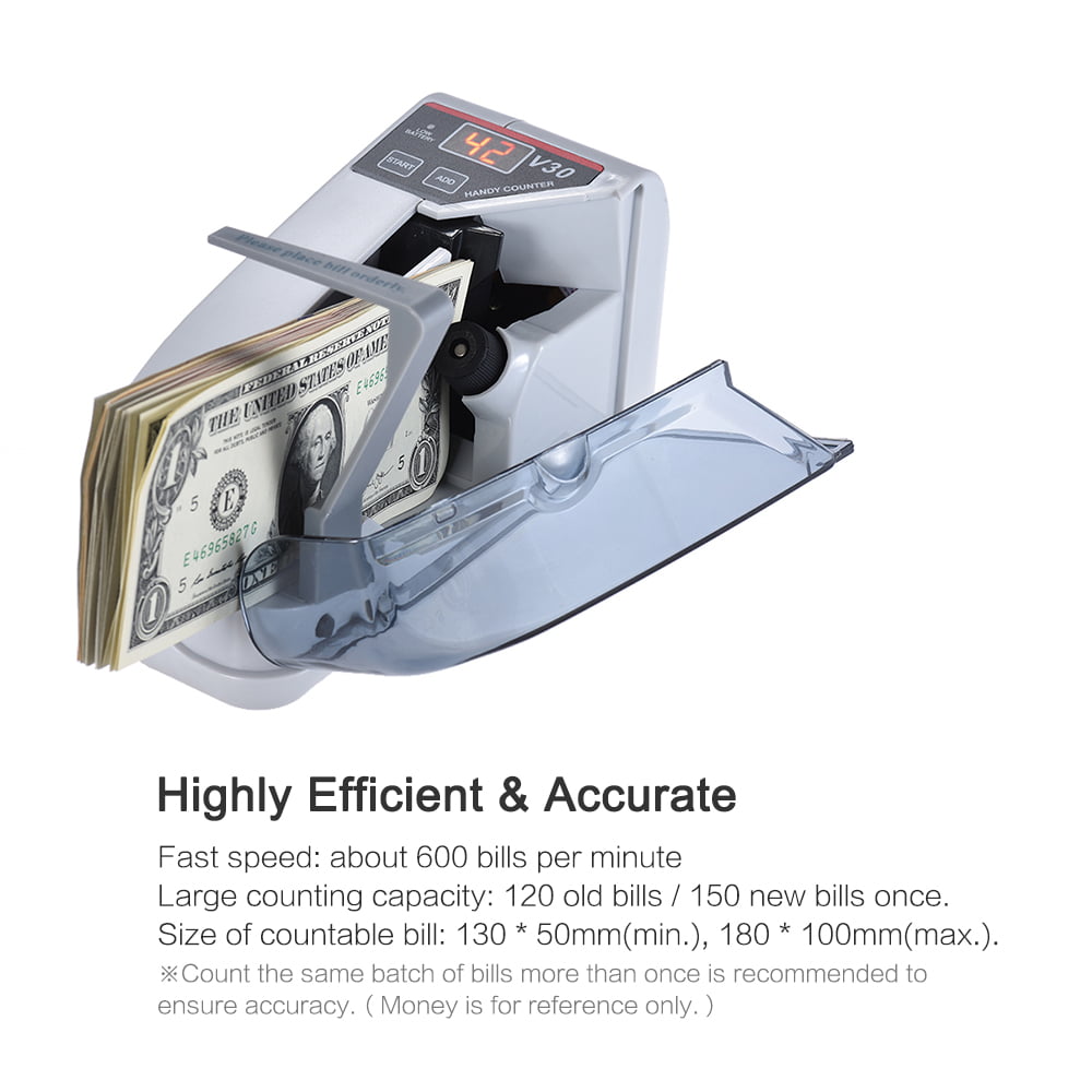 Mini Money Counter Handy Cash Registers Currency Counter 110-240V 600pcs/min