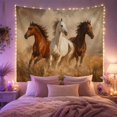 thumbnail image 2 of Three Horses Galloping in Dusty Landscape Majestic Folk Art for Nature Lovers Equestrian Art Housewarming Gift Tapestry Wall Hanging for Bedroom and Living Room, 2 of 7