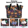 thumbnail image 2 of Tote Bag for Women - Colorful Halloween Pattern Shoulder Bag - Large Utility Work Duffle Bag with Zipper Handbag for Travel, Work, Sprots, 2 of 5