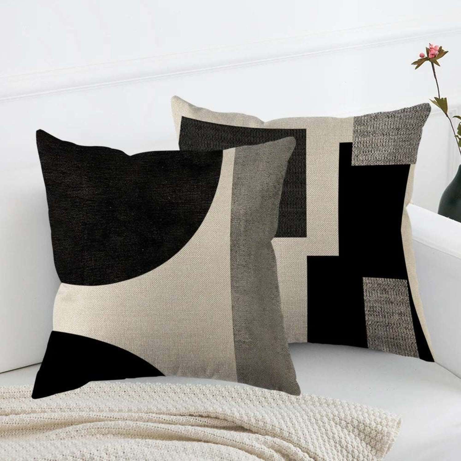 Decorative Throw Pillow Covers Soft and Durable Cushion Covers Abstract Geometric Pattern Pillow Cases for Living Room, Bedroom, or Home Decor
