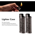 thumbnail image 3 of Lighter Case, 2PCS Lighter Cover Floral Pattern Zinc Alloy Engraving Reusable Sleeve Protective Cover for Outdoor, 3 of 8