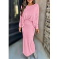 thumbnail image 3 of PRETTYGARDEN Women's Fall Two Piece Matching Skirt Sets Long Sleeve Tops Maxi Long Slit Bodycon Skirts Vacation Outfits, 3 of 7